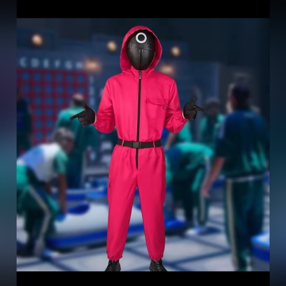 Squid Games Costume Jumpsuit And Mask With Square Adult XL